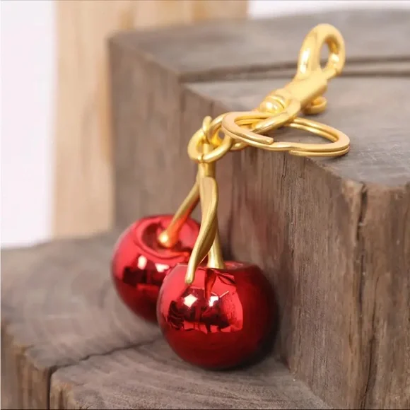 Red Cherry Charm/keychain-Chrome - Picture 3 of 4